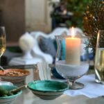 champagne flute on table